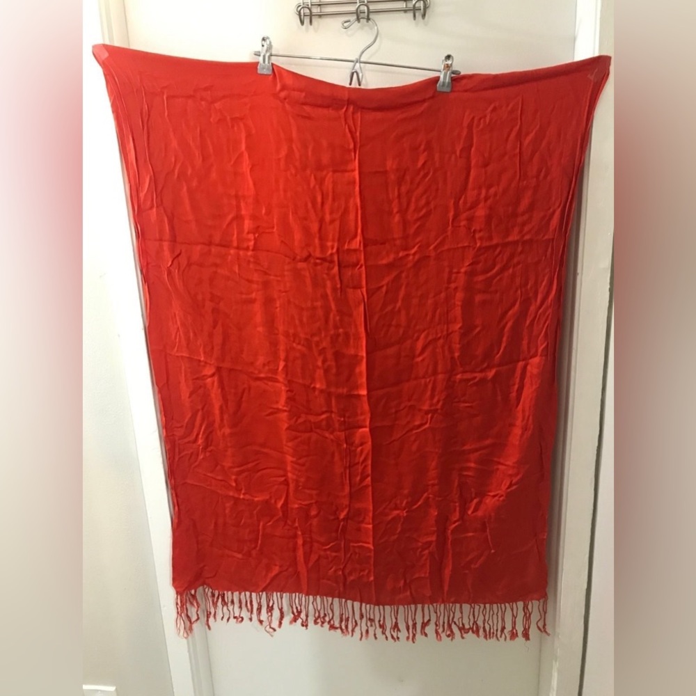 Soft orange tassel scarf